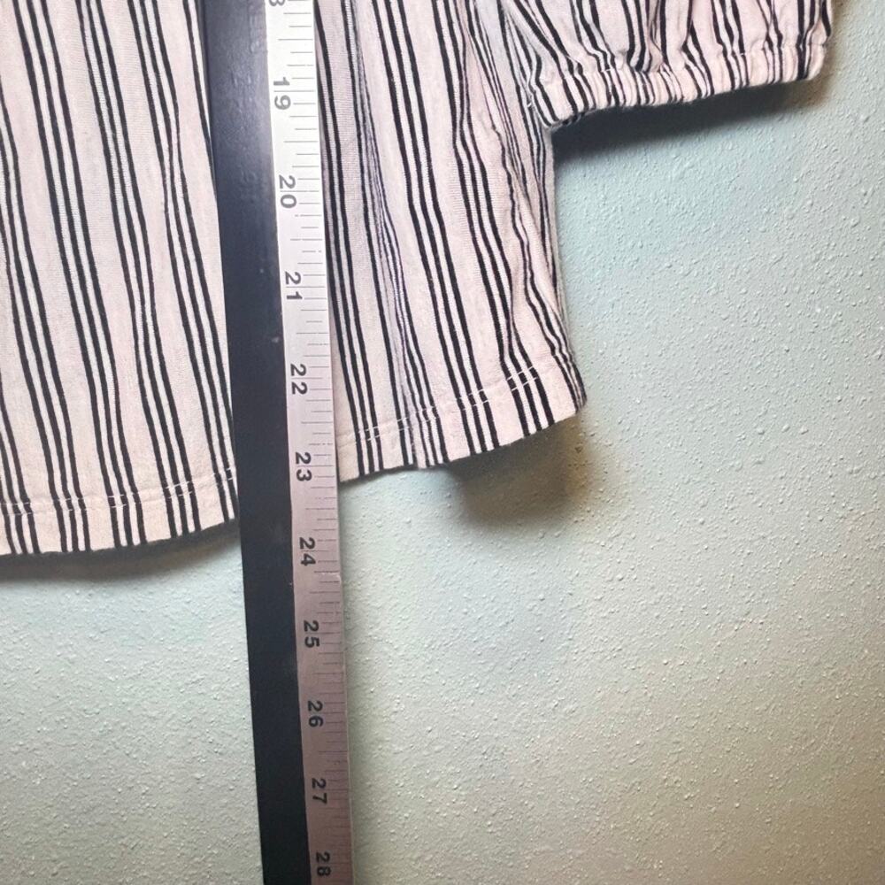 Talbots Petites Black White Striped Top Long Sleeve Ruffle Tier Sleeves - Picture 6 of 7